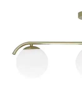 Stropná lampa AMADEO mosadz 3x40W E14 biele tienidlo