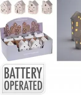 Kinekus Dekorácia domček LED 6x5,8x8,7 cm porcelán biely mix
