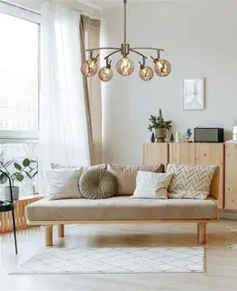 Závesná lampa Lentini patina 5x40w g9 jantárové tienidlo