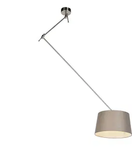 Oceľové závesné svietidlo s tienidlom z ľanového plátna v odtieni taupe 35 cm - Blitz