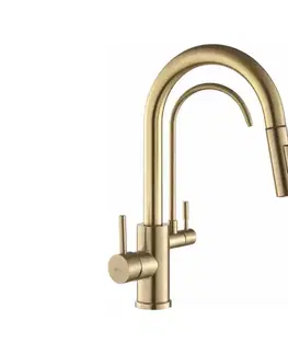 REA-B7596 - Drezová batéria s vyťahovacou sprškou a filtráciou ECO FRESH 37,5 cm bronzovo-zlatá REA-B7596