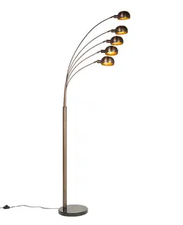 Dizajnová stojaca lampa tmavo bronzová so zlatom 5-svetlo - Sixties Marmo