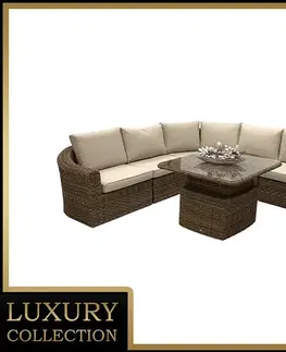 DEOKORK Ratanová modulová zostava BORNEO LUXURY pre 5 osôb (hnedá)