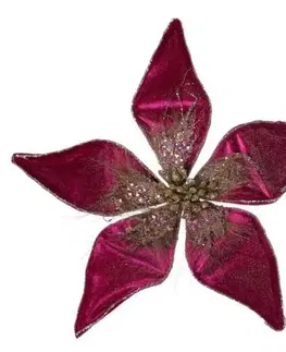 Kinekus Ozdoba s klipom vianočná ruža 20 cm ružová zamat