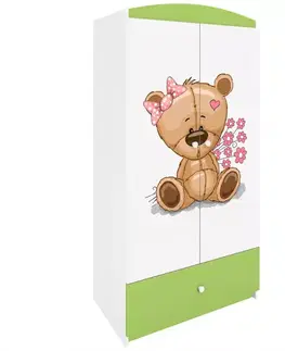 Skriňa Babydreams zelená – Medveď s kvetmi