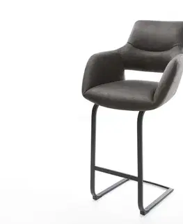 DELIFE Barová stolička Yago-Flex mikrovlákno antracit vintage jedálenská stolička plochý kov čierna vrecková pružina