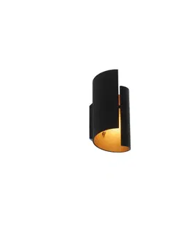 Chytrá nástenná lampa čierna so zlatým vnútorným priestorom vrátane Wifi G9 - Faldo
