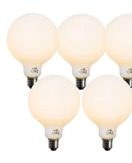 Sada 5 ks Stmievateľná LED žiarovka E27 opálové sklo G125 5W 450lm 2200K