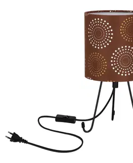 Stolová lampa Smally čierna 1x40 E14 tienidlo Emili hnedá