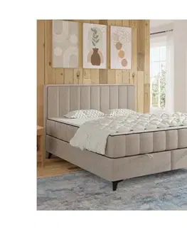 Čalúnená posteľ s matracmi a topperom s úložným priestorom ALICIA 160x200 cm béžová 04KTCLU746P160S1CM4