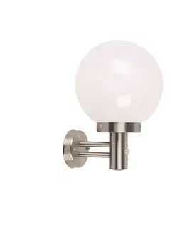 Vonkajšia nástenná lampa oceľ nerez IP44 s detektorom pohybu - Sfera