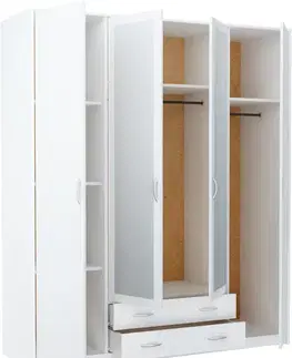 VILMA 4D2S 4-dverová skriňa so zrkadlom, biela