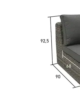 DEOKORK Ratanový stredový diel BORNEO LUXURY (sivá)