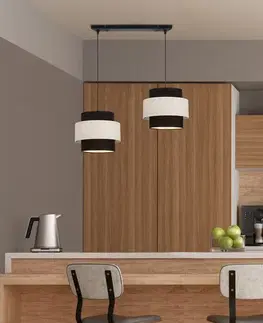 Závesná lampa Benta čierna 2x40W e27 tienidlo čierne+krémové