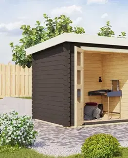 Drevený záhradný domček BASTRUP 2 s prístavkom Lanitplast