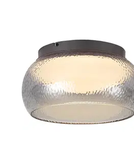 Art Deco Ceiling Lamp Gunmetal with Smoke Glass Incl. 3-Step Dimmable LED - Thimble