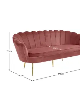 KONDELA Noblin trojsedačka ružová (Velvet) / zlatá