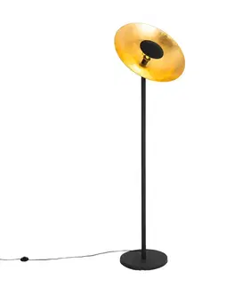 Priemyselná stojaca lampa čierna so zlatým vnútrom 60 cm - Magnax