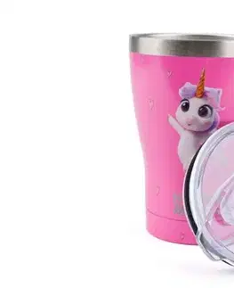 Kinekus Termohrnček so slamkou 400 ml nerez, jednorožec ružový NAVA