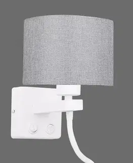 Bielo-sivá nástenná lampa s LED lampou na čítanie Polo