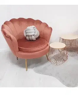KONDELA Noblin kreslo ružová (Velvet) / zlatá