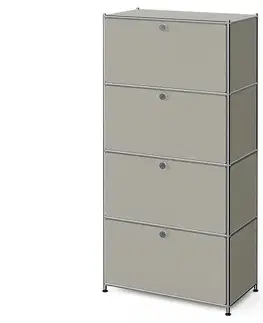 Vysoký kovový regál »CN3« so 4 priehradkami, svetlosivý