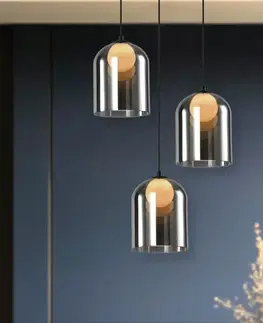 Závesná sklenená lampa KLEA – s grafitovým a matným tienidlom – moderná stolová lampa do obývačky G9 LED