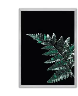 Dekoria Plagát Dark Leaf, 21 x  30 cm, Ramka: Srebrna