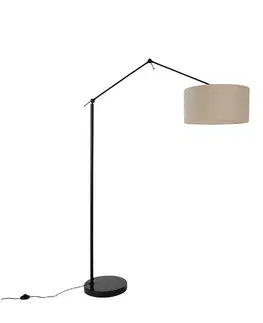 Stojaca lampa čierna so svetlohnedým tienidlom 50 cm nastaviteľná - Editor