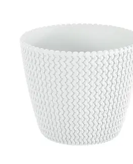 PROSPERPLAST - Obal na kvetináč SPLOFY 16cm biely, umelá hmota