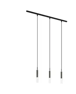 Moderný koľajnicový systém čierny s 3 závesnými svietidlami tmavý bronz 1-fázový - Slimline Loyce