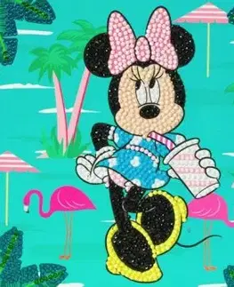 Pohľadnica Minnie na prázdninách Disney vykladanie z diamantov