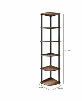 Regál Corner Walnut, 6 polic, M