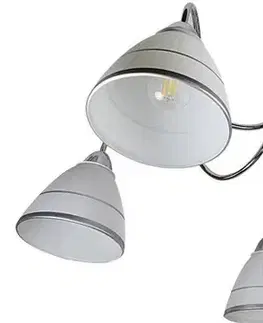 Chrómová stropná lampa, sklenené tienidlá, 5x40W, E14, Elf