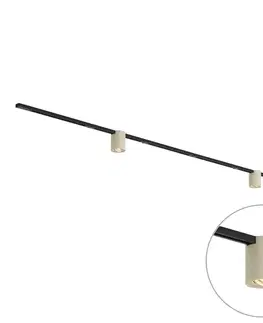 Modern Track Lighting System Black with 2 Beige Spotlights 1-Phase - Iconic Rondoo Up