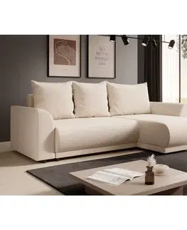 KONDELA Limon Roh L/P rohová sedačka s rozkladom béžová