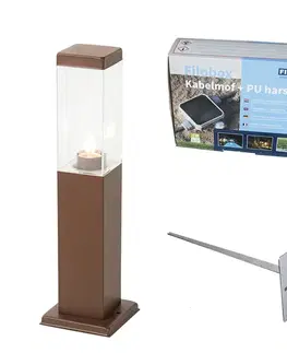Moderný vonkajší lampový stĺp hrdzavohnedý 45 cm - Malios