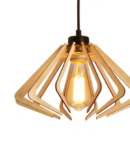 Závesná lampa Eco 6 s dreveným tienidlom 1x40 E27