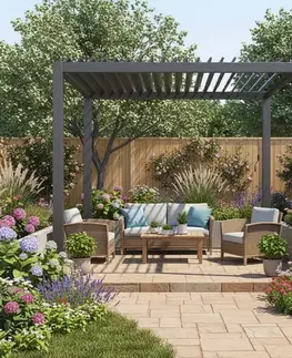 KONDELA Zia hliníková bioklimatická pergola 300x300 cm antracit