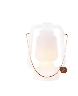 Nabíjateľná stolná lampa 30 cm IP44 biela - Storm Small