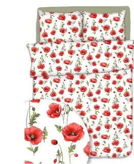 Obliečky krepové Maky biele TiaHome - 1x Vankúš 90x70cm, 1x Paplón 140x200cm