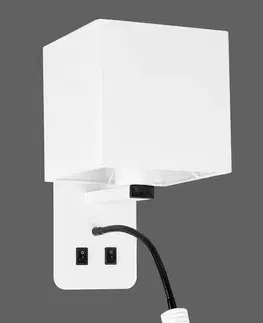Biela hotelová nástenná lampa s LED lampou na čítanie Magnum