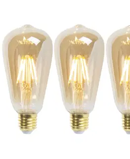 Sada 3 stmievateľných LED žiaroviek E27 ST64 Goldline 5W 380lm 2200K