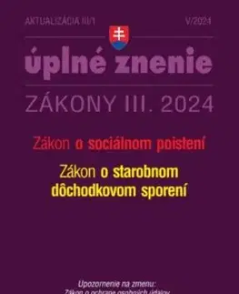 Zákony 2024 III. aktualizácia III/1 - Sociálne poistenie a dôchodkové sporenie
