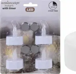 Kinekus Sviečka čajová LED sada 4 ks, s časovačom, baterky