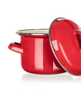 Banquet Smaltovaný hrniec s pokrievkou Milton red, 12 cm, 0,78 l, 12 cm
