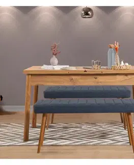 Jedálenský set s rozkladacím stolom a lavicou (3 kusy) Santiago 1048 - Atlantic Pine, Dark Blue