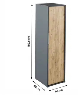 KONDELA Rioma New Typ 20 vešiaková skriňa grafit / dub artisan