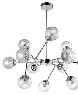Závesná stropná lampa s chrómovými sklenenými tienidlami 12x40W