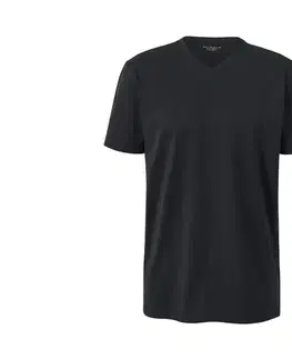 Tričká s výstrihom do V, 2 ks, čierne